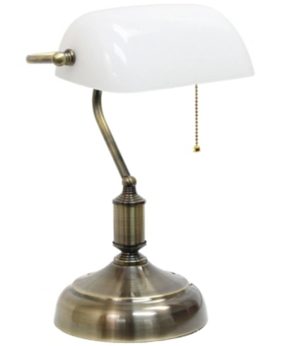 All The Rages Simple Designs Executive Banker's Desk Lamp With Glass Shade In White