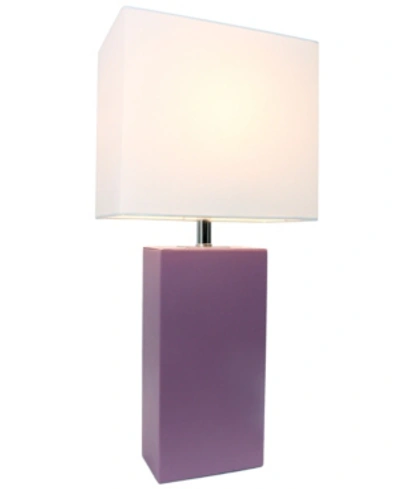 All The Rages Elegant Designs Modern Leather Table Lamp With White Fabric Shade In Purple