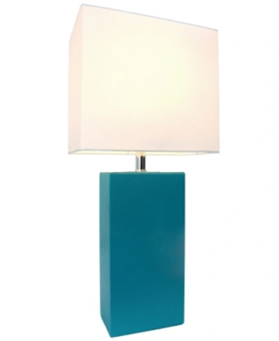 All The Rages Elegant Designs Modern Leather Table Lamp With White Fabric Shade In Teal