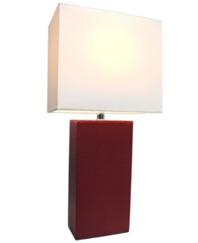 All The Rages Elegant Designs Modern Leather Table Lamp With White Fabric Shade In Red