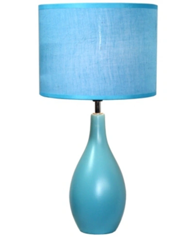 All The Rages Simple Designs Oval Bowling Pin Base Ceramic Table Lamp In Blue