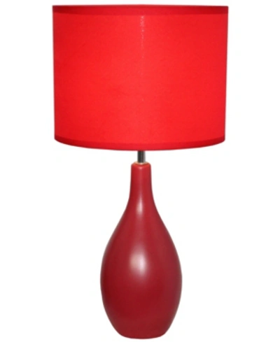 All The Rages Simple Designs Oval Bowling Pin Base Ceramic Table Lamp In Red