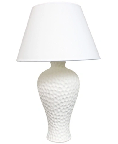 All The Rages Simple Designs Textured Stucco Curvy Ceramic Table Lamp In White
