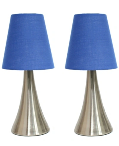 All The Rages Simple Designs Valencia 2 Pack Mini Touch Table Lamp Set With Fabric Shades In Blue