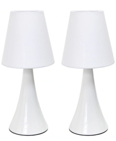 All The Rages Simple Designs Valencia Colors 2 Pack Mini Touch Table Lamp Set With Fabric Shades In White