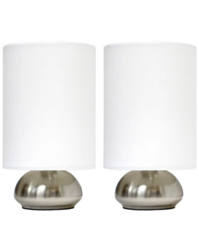 All The Rages Simple Designs Gemini 2 Pack Mini Touch Table Lamp Set With Fabric Shades In Ivory