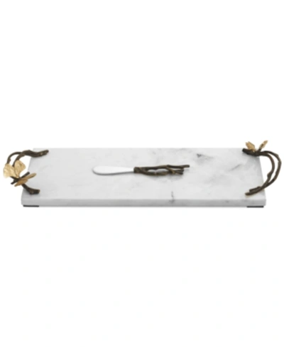 Michael Aram Butterfly Ginkgo Small Cheese Board With Knife In White