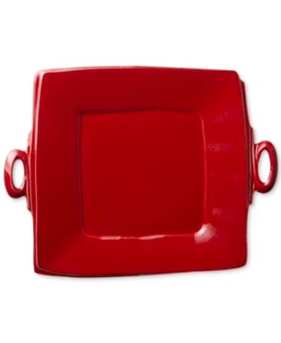 Vietri Lastra Red Collection Square Handled Platter In Red