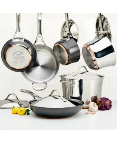 Anolon Nouvelle Copper Stainless Steel 11 Piece Cookware Set In Stainless Steel And Hard Anodized