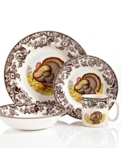 Spode Dinnerware, Woodland Turkey 4 Piece Place Setting In Brown
