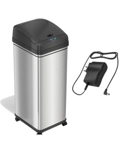 Halo 13 Gal Glide Sensor Trash Can With Wheels And Deodorizer In Silver