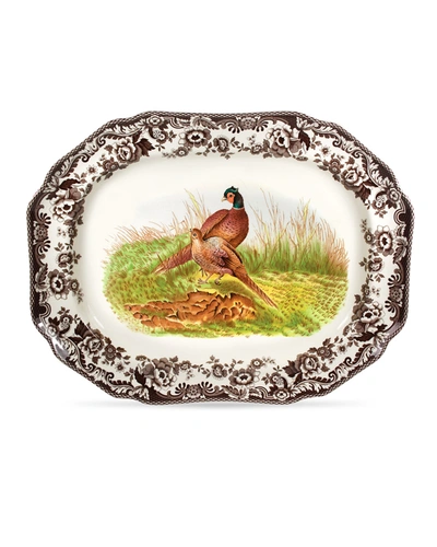 Spode Woodland Pheasant Octagonal Platter In Brown