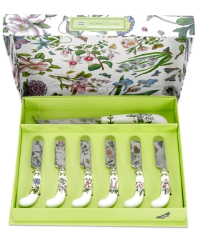 Portmeirion Botanic Garden Cheese Knife And Six Spreaders In White