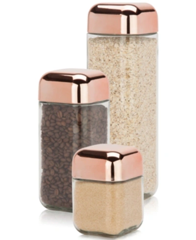 Honey Can Do 3-pc. Glass & Copper Canister Set