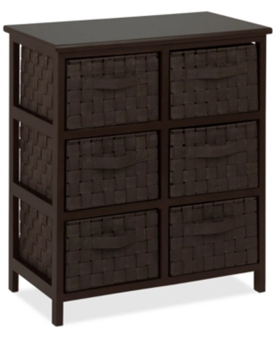 Honey Can Do Woven Strap 6-drawer Chest In Espresso