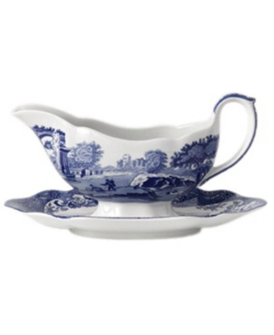 Spode "blue Italian" Gravy Boat With Stand