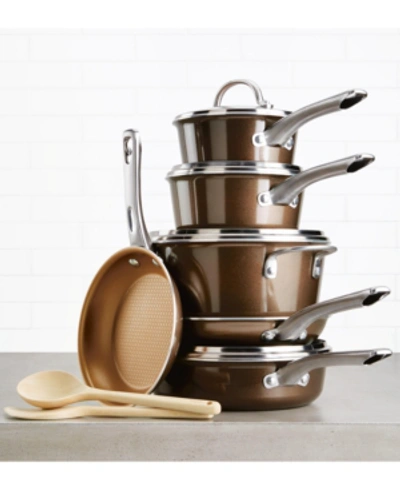 Ayesha Curry Home Collection 12-pc. Porcelain Enamel Non-stick Cookware Set In Brown Sugar