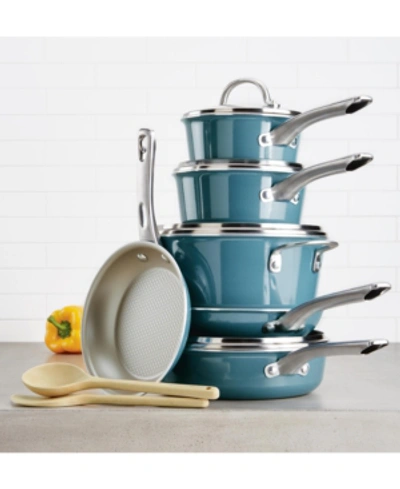 Ayesha Curry Home Collection 12-pc. Porcelain Enamel Non-stick Cookware Set In Twilight Teal