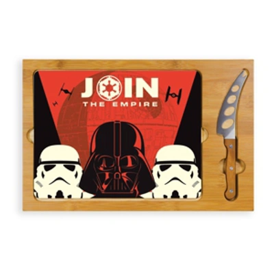 Picnic Time Star Wars Empire Icon-glass Top Tray And Knife Set In Brown