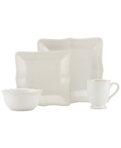 Lenox Dinnerware, French Perle Bead White Square 4 Piece Place Setting