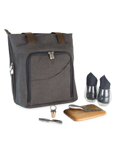 Picnic Time Sonoma 9-piece Wine & Cheese Picnic Tote In Grey