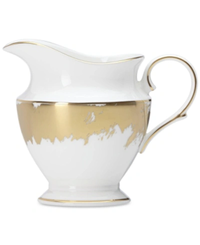 Lenox Casual Radiance Creamer In White Body With Gold Banding Around Each Piece. Gold Accent Trim