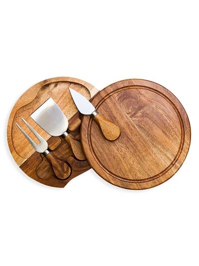 Picnic Time Brie 4-piece Acacia Cheese Board & Tool Set In Brown