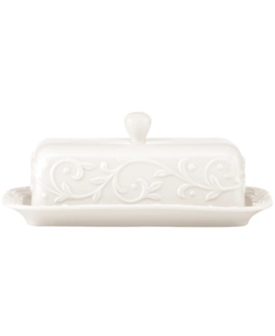 Lenox Dinnerware, Opal Innocence Carved Covered Butter Dish In Cream