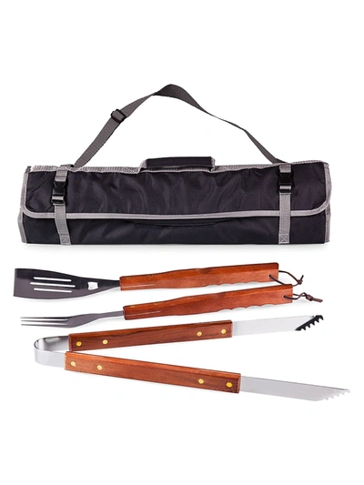 Picnic Time 3-piece Bbq Tote & Grill Set In Black