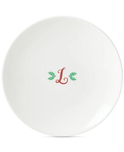 Lenox Holiday Leaf Monogram Accent Plate