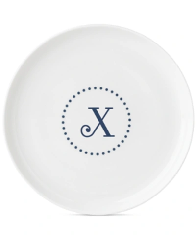 Lenox Navy Dots Monogram Accent Plate In X