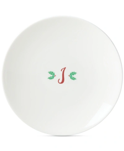 Lenox Holiday Leaf Monogram Accent Plate In I