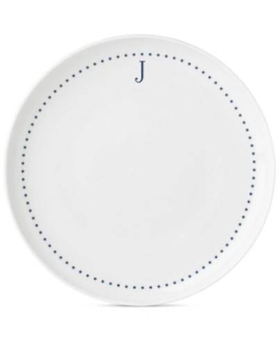 Lenox Navy Dots Monogram Dinner Plate In J