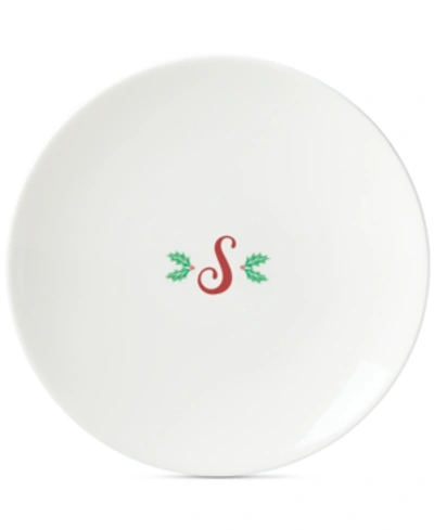 Lenox Holiday Leaf Monogram Accent Plate In S