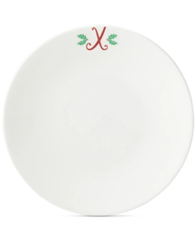 Lenox Holiday Leaf Monogram Dinner Plate In X