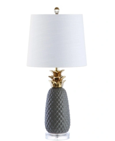 Jonathan Y Pineapple Ceramic Led Table Lamp In Grey