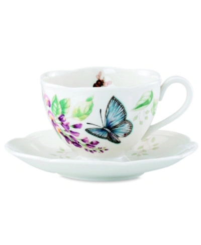 Lenox Butterfly Meadow Butterfly Cup And Saucer Set In Blue Butterfly