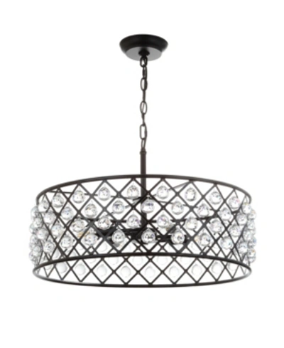 Jonathan Y Gabrielle 23" Crystal,metal Led Pendant Oil-rubbed In Black