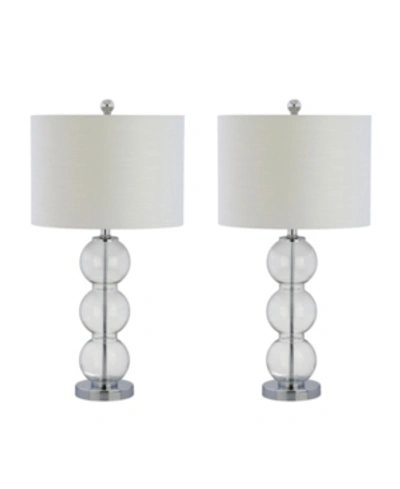 Jonathan Y Bella Glass Triple-sphere Led Table Lamp - Set Of 2 In Clchrome