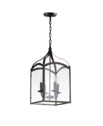 Jonathan Y Ruth 4-light Lantern Metal, Glass Led Pendant In Black