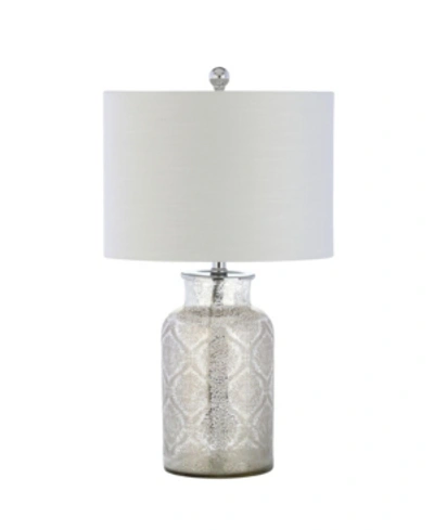 Jonathan Y Emilia Trellis Pattern Glass Led Table Lamp In Silver