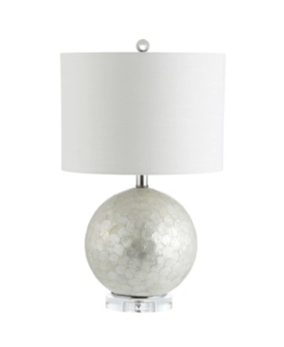 Jonathan Y Zuri Capiz Seashell Sphere Led Table Lamp In White