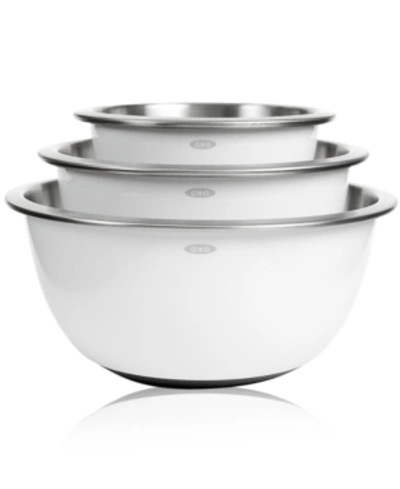 Oxo Non-skid Mixing Bowls, Set Of 3 White Stainless Steel