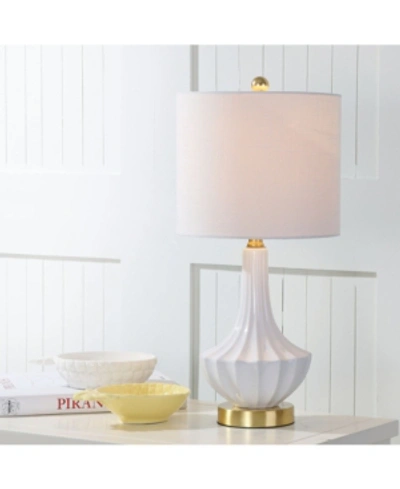 Jonathan Y Parker Ceramic Mini Led Table Lamp In White