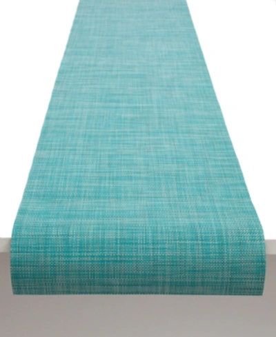 Chilewich Mini Basketweave Table Runner In Turquoise