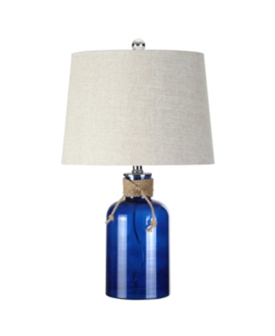 Jonathan Y Designs Azure 23.5in Glass Bottle Led Table Lamp In Blue