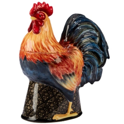 Certified International Gilded Rooster 3-d Cookie Jar In Blue