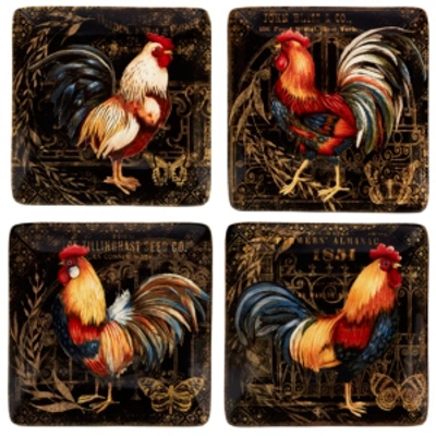 Certified International Gilded Rooster 4-pc. Canape Plate