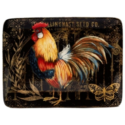 Certified International Gilded Rooster Rectangular Platter