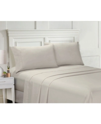 Ellen Tracy Microfiber Full Solid And Print Sheet Set Bedding In Taupe
